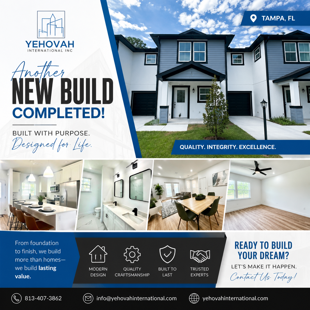 Yehovah Builders featured new build completion in Tampa, FL — June 2026